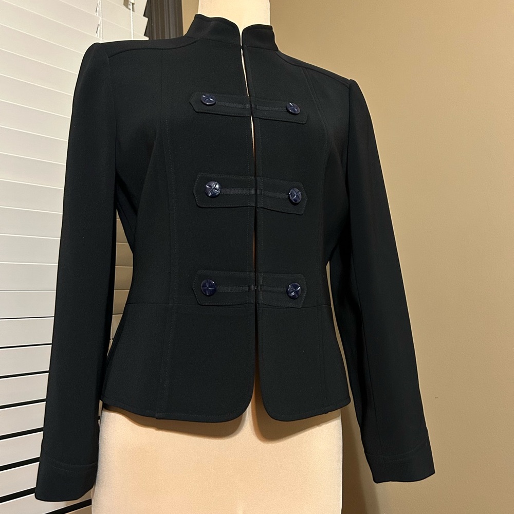 Tahari Black Button-Accent Blazer